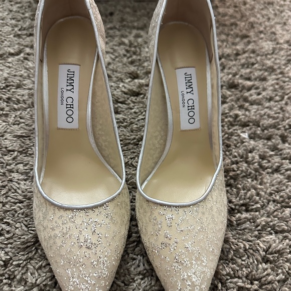 Jimmy Choo Romy 85 Silver Tulle - Picture 2 of 4
